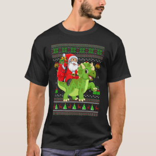 Camiseta Feo Navidad Santa Riding Triceratops Dinosaur Chri