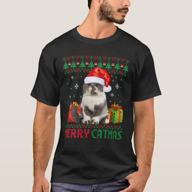 Camiseta Feo Navidades de Gato de Feliz Navidad (Anverso)