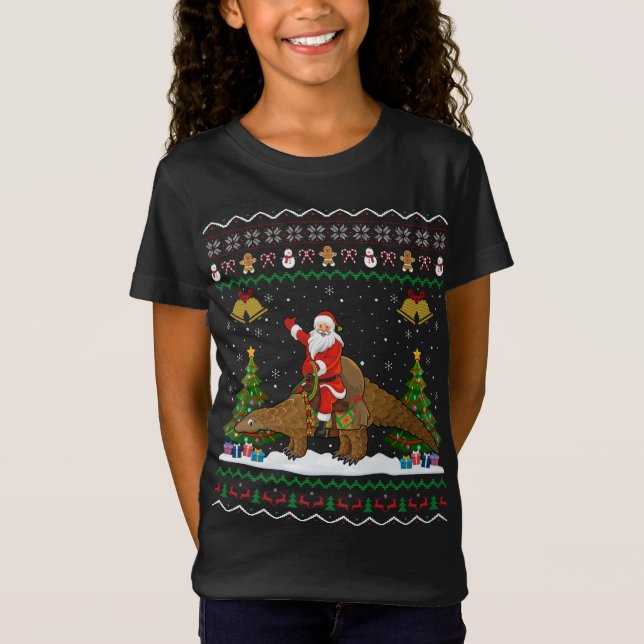 Camiseta Feo Pangolin Xmas Regalo Santa Riding Pangolin Chr (Anverso)