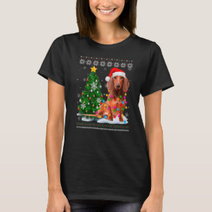 Camiseta Feo perro de Dachshund Santa Hat Árbol de Navidad 