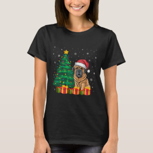 Camiseta Feo tibetano castiff Santa Hat Navidades