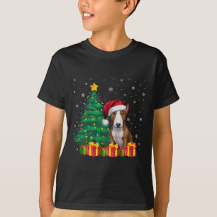 Camiseta Feo Toro Terrier Santa Hat Navidades alumbran Perr