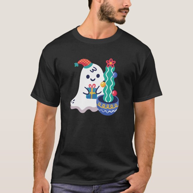 Camiseta feos navidades fantasma xmas cactus santa claus li (Anverso)