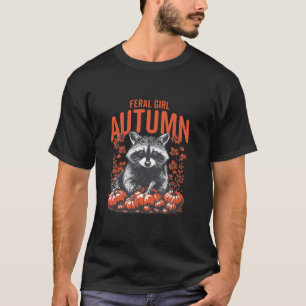 Camiseta Feral Chica Autumn Funny Racoon Fall Pumpkins Hall