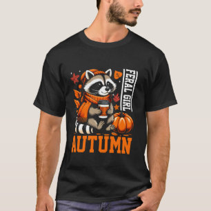 Camiseta Feral Chica Autumn Raccoon Pumpkin Halloween Graci