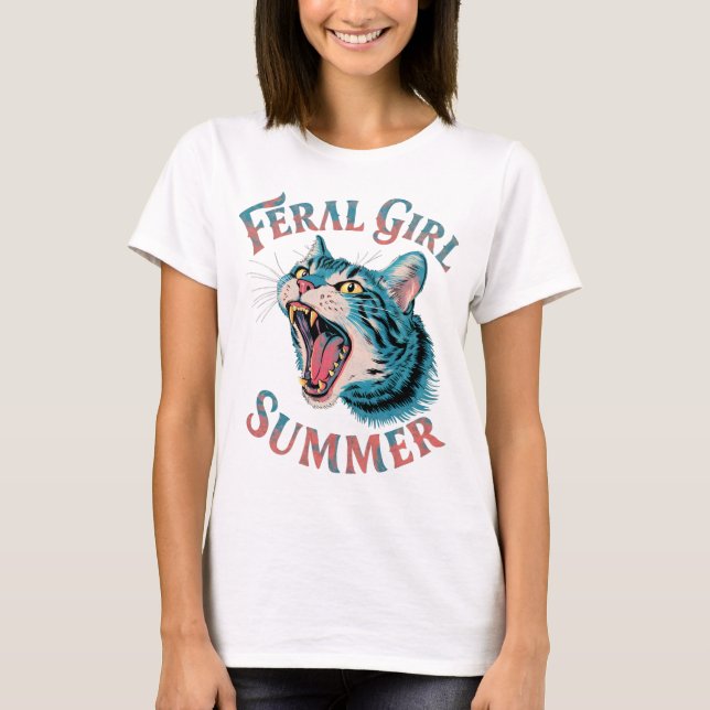 Camiseta Feral Chica Summer Cat (Anverso)