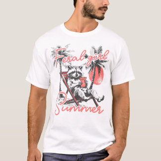 Camiseta Feral Chica Summer Funny Meme Feral Raccoon Summer