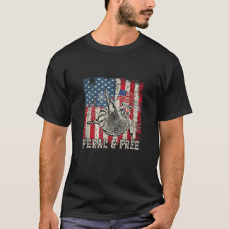 Camiseta Feral Gratis Gratuita Racoon Patriótico Feral Y Gr