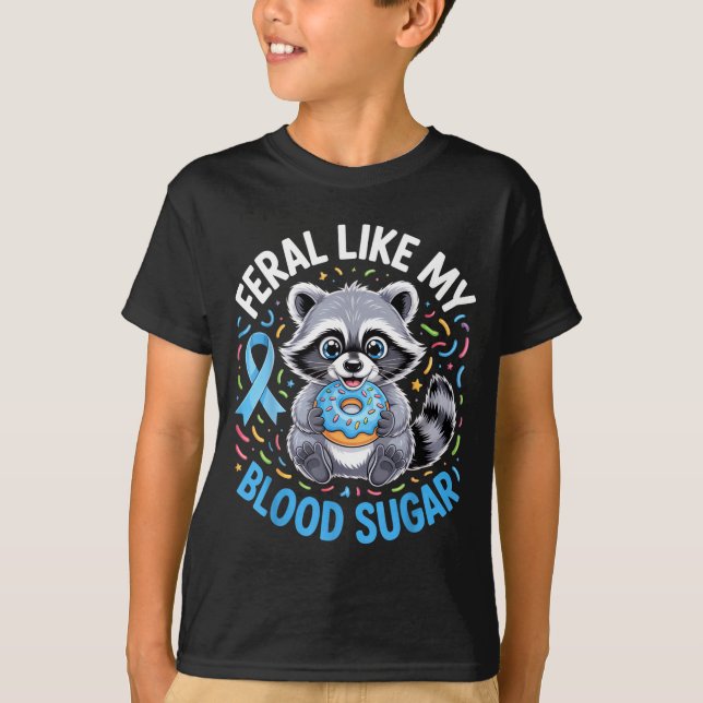 Camiseta Feral Like My Blood Sugar Raccoon Outfit With Donu (Anverso)