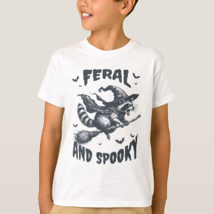 Camiseta Feral Y Spooky Raccoon Witch Gorra Halloween Funny