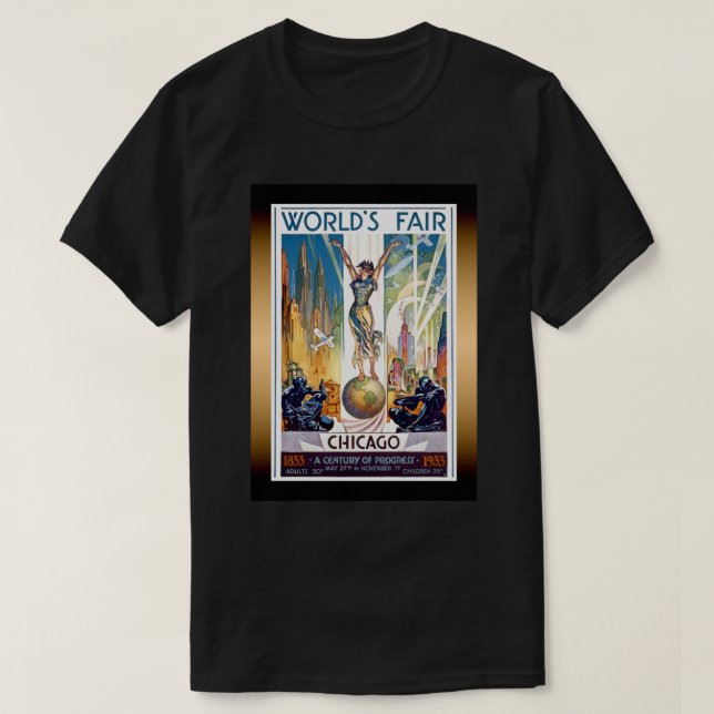 Camiseta Feria Mundial de Chicago de 1933 - Art Deco retro  (Diseño del anverso)