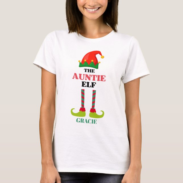 Camiseta Feriado del elfo de la tía personalizada (Anverso)