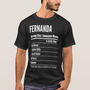 Camiseta Fernanda Hechos Nutricionales Que Sirven Calorías 