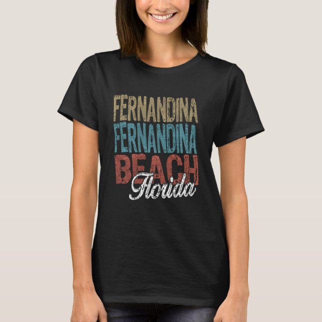 Camiseta FERNANDINA BEACH Florida HIBISCUS & SCRIPT 3 T (Anverso)