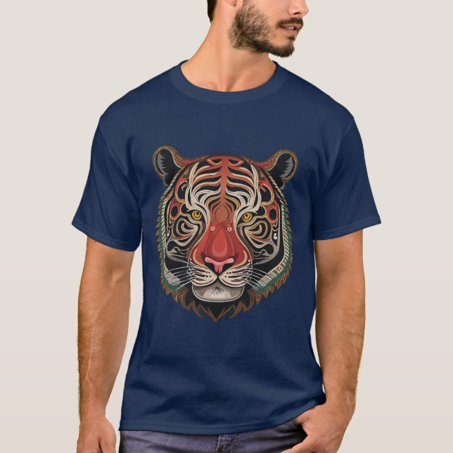 Camiseta Feroz cara de tigre tribal (Anverso)