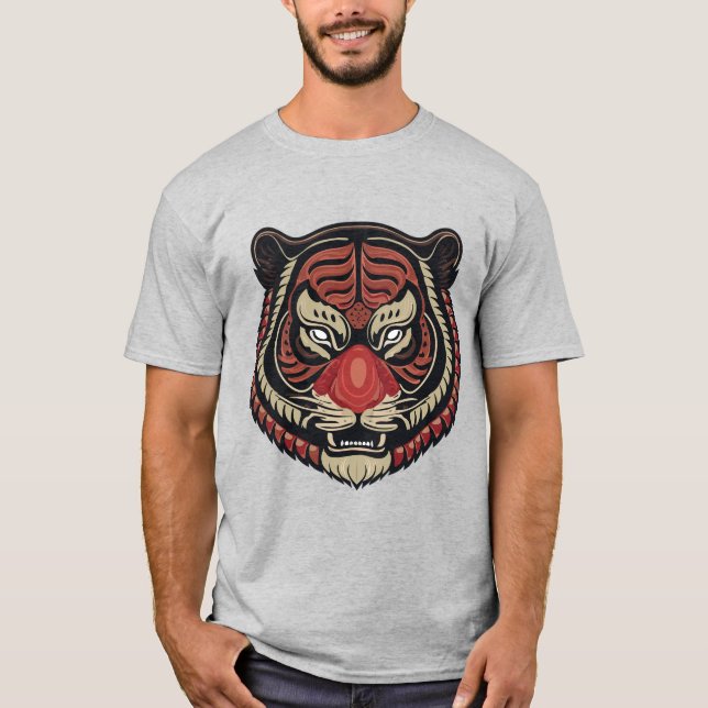 Camiseta Feroz cara de tigre tribal (Anverso)