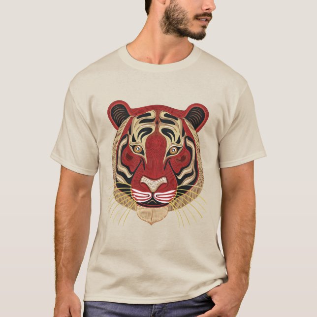 Camiseta Feroz cara de tigre tribal (Anverso)