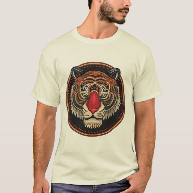Camiseta Feroz cara de tigre tribal (Anverso)