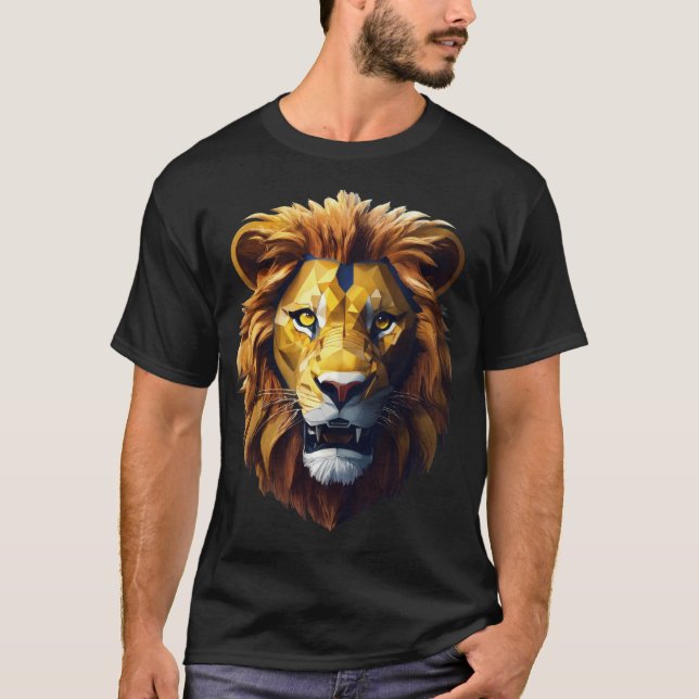 Camiseta Feroz envergadura: Tee de hombres de arte león rea (Anverso)