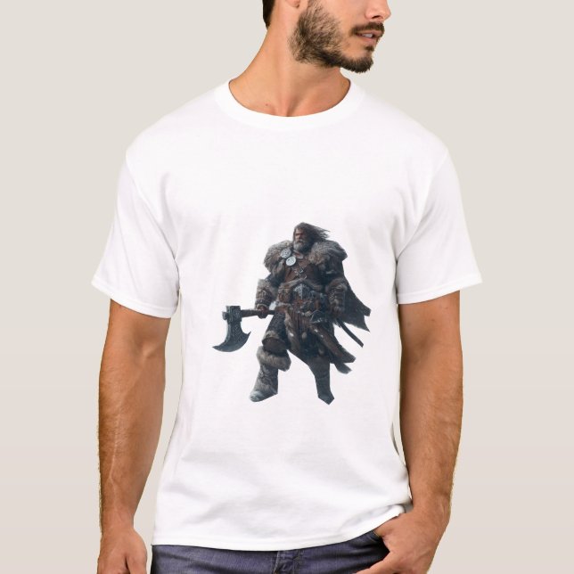 Camiseta Feroz guerrero barbadense con antiguo hacha (Anverso)