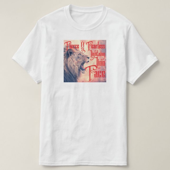 Camiseta Feroz y temeroso relámpago de cara de león (Diseño del anverso)