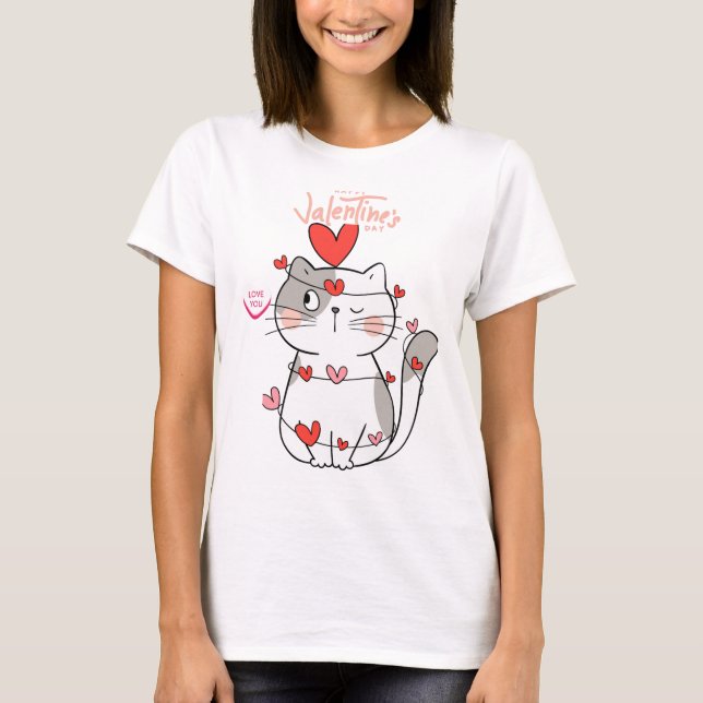Camiseta "Ferr abrazos al gato Valentine Shirt (Anverso)