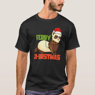Camiseta Ferret Animal Pet Ferry Christmas Santa Hat