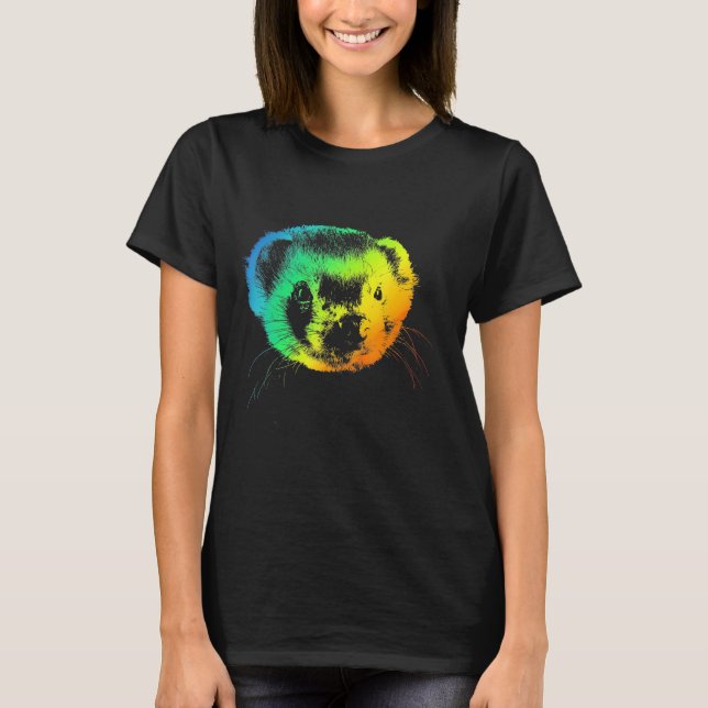 Camiseta Ferret Colorful Rainbow Retro (Anverso)
