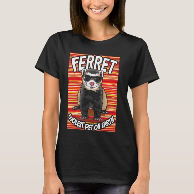 Camiseta Ferret Coolest Mascota En La Tierra Retro Gafas De (Anverso)