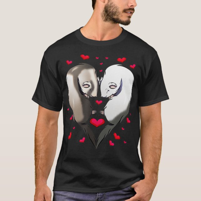 Camiseta Ferret Couple Gift Día de San Valentín Cute Animal (Anverso)