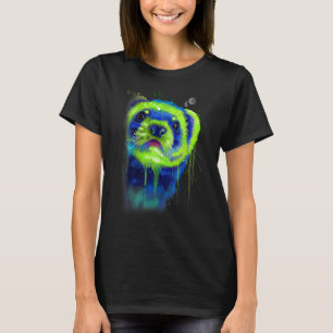 Camiseta Ferret Face Graphics Hand Drake Splash Art Ferret