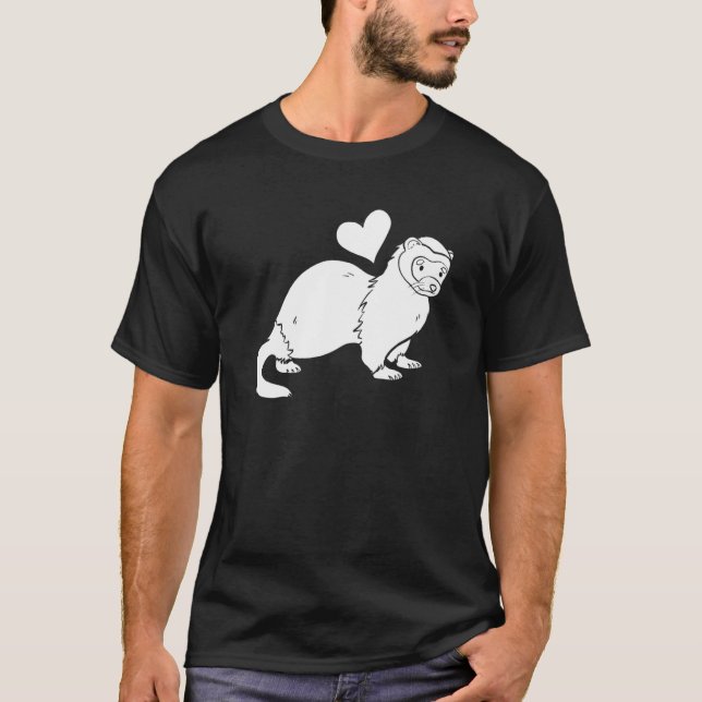 Camiseta Ferret Heart - Furry Animal Weasel Ferret (Anverso)