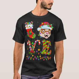 Camiseta Ferret Lover Xmas iluminando a Santa Love Ferret C