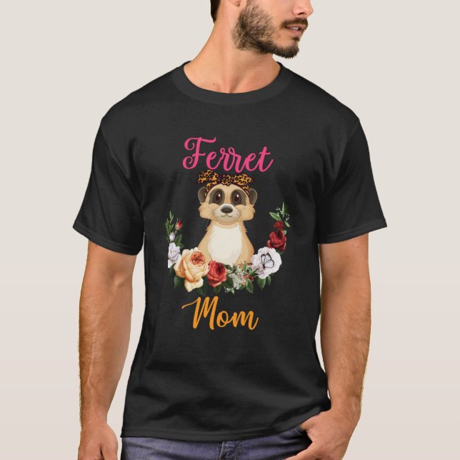 Camiseta Ferret Mom Floral Ferret Bow Tie Día de la Madre (Anverso)