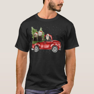 Camiseta Ferret Riding Camión Rojo Feliz Ferret de Navidad 