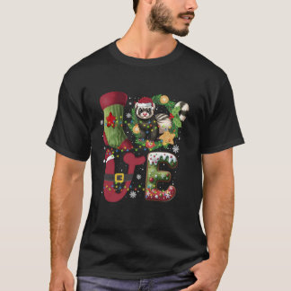 Camiseta Ferret Santa Hat Árbol de navidad ilumina el amor 
