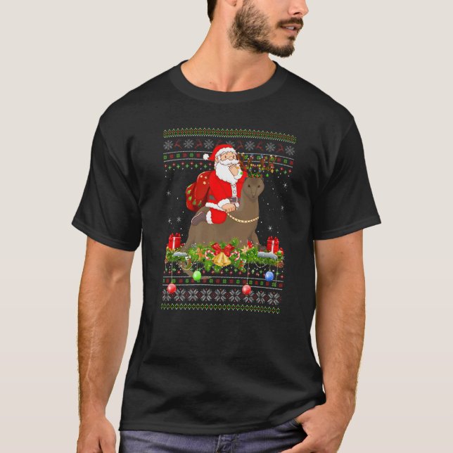 Camiseta Ferret  Ugly Santa Riding Ferret Christmas (Anverso)