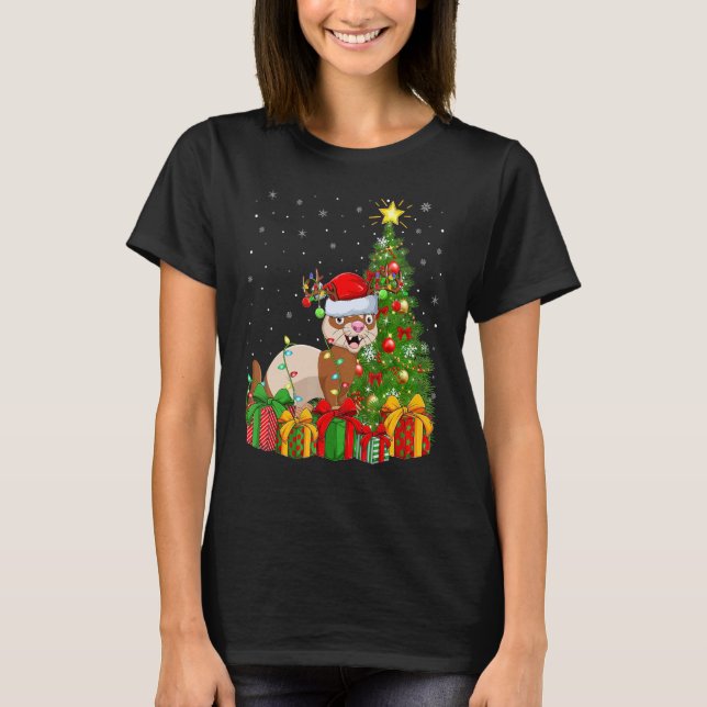 Camiseta Ferret   Xmas Holiday Santa Ferret Christmas Tree (Anverso)