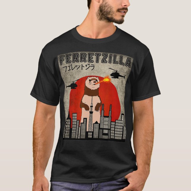 Camiseta Ferretzilla Vintage Funny Ferret japonés Sunset (Anverso)