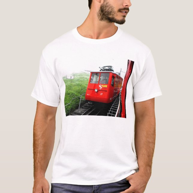 Camiseta Ferrocarril de diente de Pilatus del soporte en (Anverso)