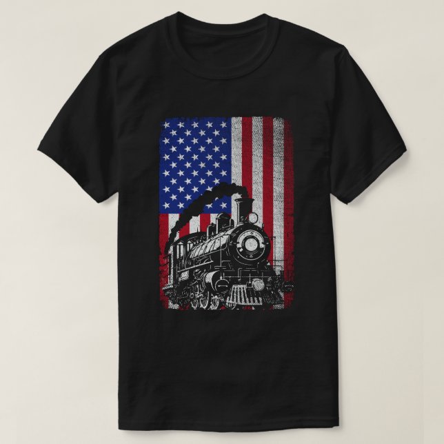 Camiseta Ferrocarril De Tren De Vapor Estados Unidos Locomo (Diseño del anverso)