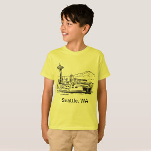 Camiseta Ferrocarril Seattle y Línea de Skyline Art Estado 