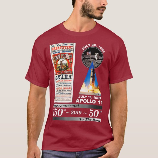 Camiseta Ferrocarril Transcontinental y Apolo 11 (Anverso)
