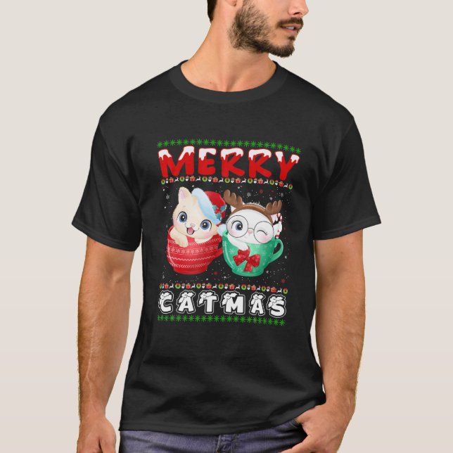 Camiseta Ferry Catmas Cat Feo Funny Gato Navidades Gato Amo (Anverso)