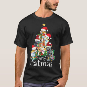 Camiseta Ferry Catmas Cat Mom Cat Dad Dad Dad Divertido árb