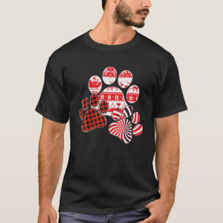 Camiseta Ferry Christmas Red Plaid Candy Cane Dog Paw Print