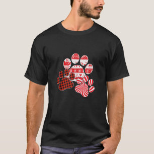 Camiseta Ferry Christmas Red Plaid Candy Cane Dog Paw Print