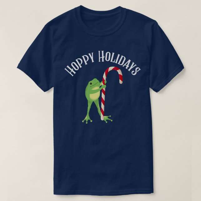 Camiseta Festejos Navidades Candy Cane Frog Ct (Diseño del anverso)