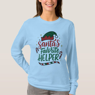Camiseta Festiva Ayudante de Santa Navidad Manga L