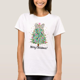 Camiseta festiva de árbol de Navidad con arco de c